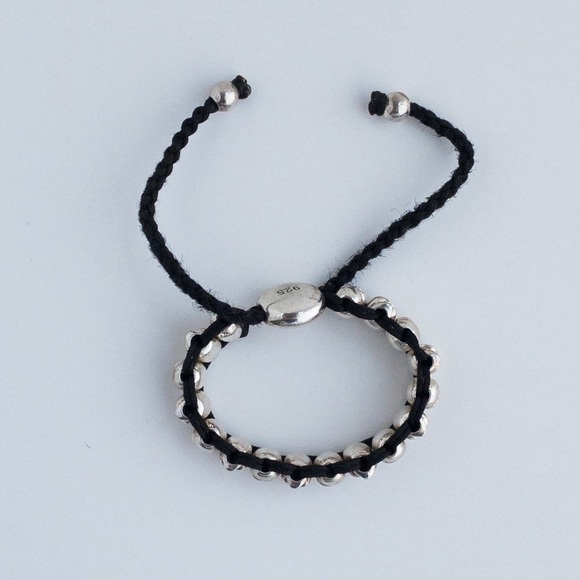 Skeleton Skull Friendship Charm Rope Bracelet Black and Silver Adjustable Unisex - Picture 11 of 13